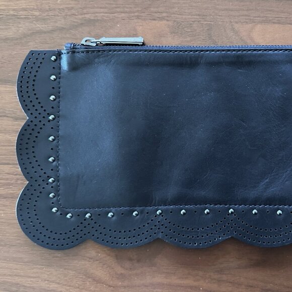[EUC] [BCBG] Teige scalloped-edge black clutch pouch - Picture 2 of 5